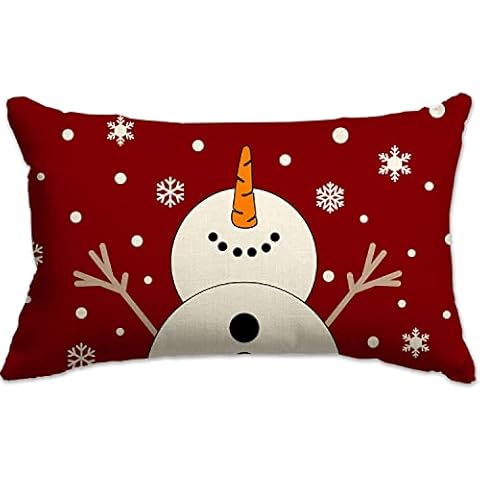 JXZYGMD Christmas Pillow Covers 12x20 Snowman Snowflake Merry Christmas Holiday Party Throw Pillow Cover Decorations Pillows Decorative for Sofa Winter Home Decor Cover
