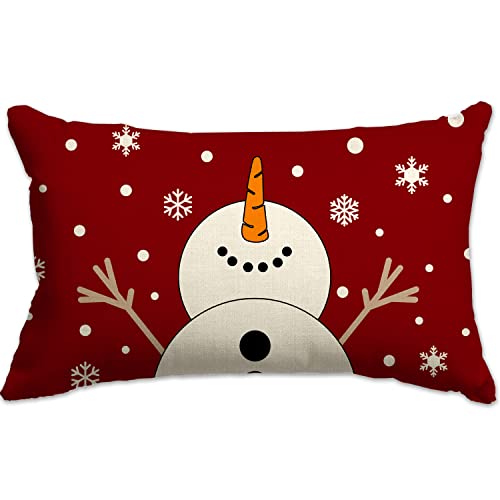 JXZYGMD Christmas Snowman & Snowflake Pillow Cover 12x20