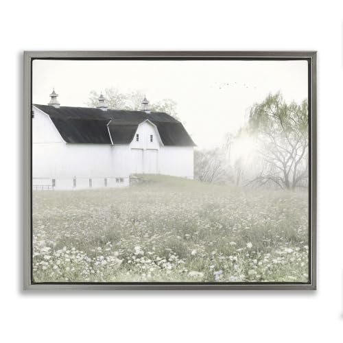 Peaceful White Barn Countryside, 25 x 31 Inch Canvas in Floater Frame