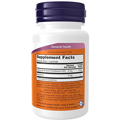Now Supplements, Melatonin 3 Mg, Free Radical Scavenger*, Healthy Sleep Cycle*, 180 Chewable Lozenges #TOP1