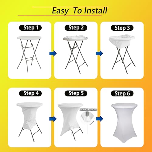 Cocktail Table Covers, 2 Pack 32x43 Inch Round High Top Table Cloths, White by Yomeri - Used condition - Image 5