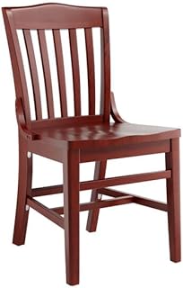 Glownary School House Chair, Mahogany Finish Beechwood, Slat Back Design, 350 lb Capacity, 34.9 x 19.8 x 18.1 Inches, Indoor Restaurant Dining