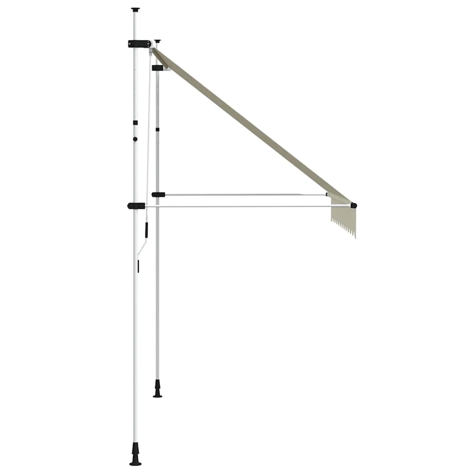 Wysuwana markiza balkonowa, obsługiwana ręcznie, 250 cm, kremowo-biała, balkonowa, bez wiercenia, z korbą ręczną, aluminiowa markiza odporna na promieniowanie UV, regulacja wysokości i