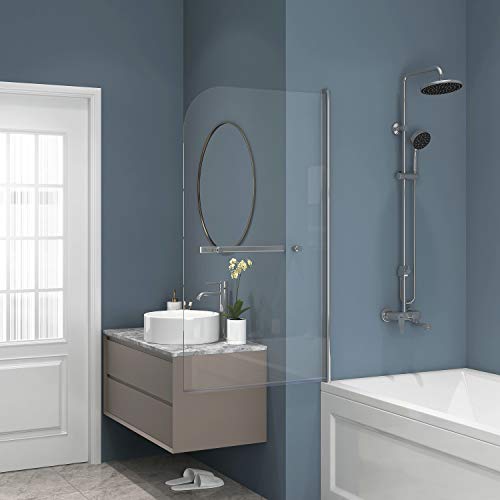 Goodyo Bathtub Shower Door 55"X31" Frameless Hinged Pivoting 180 Degree #TOP4