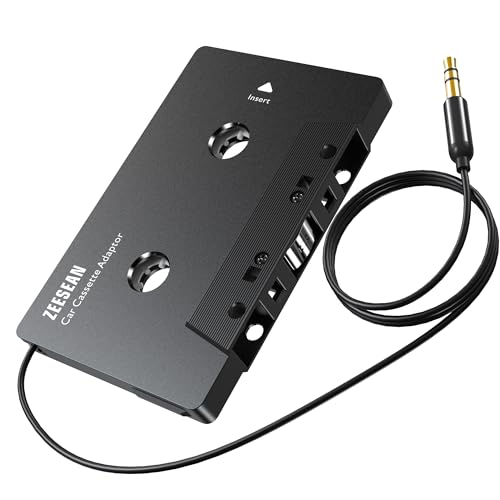 zeesean Car Cassette Adapter, 3.5mm Universal Cassette Aux Adapter, Cassette Tape Aux Cord for Car, Phone, MP3