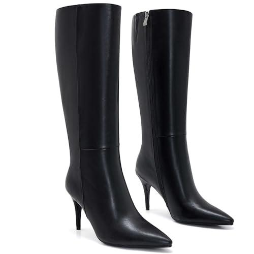 Black Stiletto Boots Knee High Pointed Toe Heels For Women Thigh High Heeled Boots Sexy4