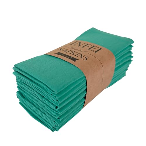 Serviettes de table en coton vert lot de 12 lavables pour repas de fête