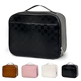 Mziart PU Leather Lunch Bag Lunch Box for Women Men, Reusable Lunch Tote Bags Meal Prep Containers Portable Leakproof Insulated Cooler Bag Food Handbags for Work Office Picnic Beach Travel (Black)