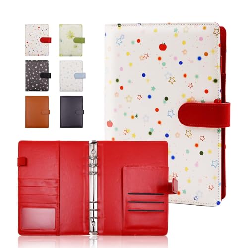 A5 K-Pop Photocard Binder 6-Ring Refillable Notebook Planner Cover Collectors Album PU Leather Binder Cover for Organizing K-Pop Trading Cards Game Cards & Memorabilia (floral red A5)