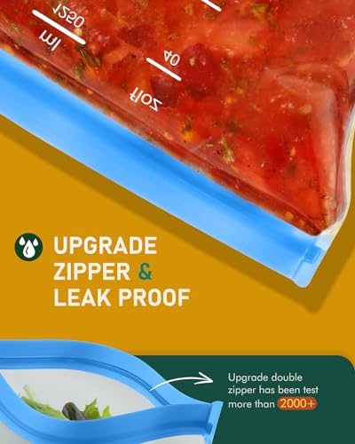 Ideatech 261-STANDUP BAGS Dishwasher Safe Gallon Bags Stand Up, Leakproof Reusable Gallon Freezer Bags, Large Reusable Silicone Ziplock Bags, Bpa Plastic Free Reusable Food Storage Bags For Meats thumb #3