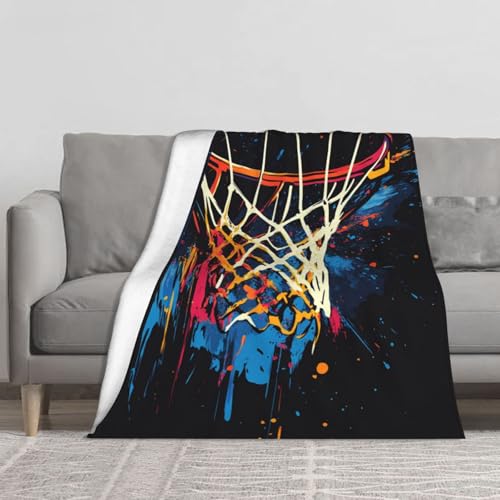 Cafemira Basketball Basket Graffiti,Soft Flannel Blankets,All Seasons Fleece Throw,Lightweight,Suitable for Camping,Bed,Sofa,Home Rest,Office nap,Sporting Events,for boy,60x50 Inch