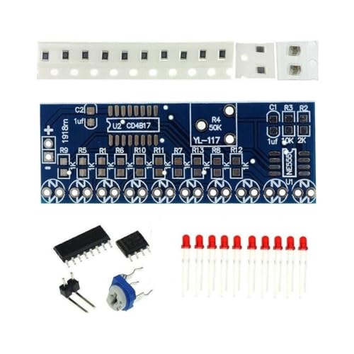 KIT De Electronica - Luces Secuenciales 10 LED - NE555 CD4017 - Para Montar Y Soldar - Pack De 4 KITS