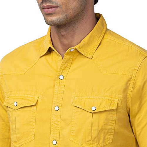Image of Spykar Men's Slim Fit N /A Full Sleeve Solid Casual Shirts