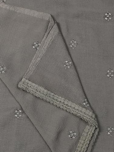 Image of DUPATTA BAZAAR Women's Embroidered Chiffon Dupatta with Delicate Sequins