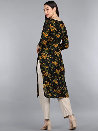 Image of Vaamsi Women's Cotton Blend Floral Printed Straight Kurta