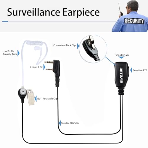 Image of Retevis Walkie Talkie Earpiece with Mic, for RT22 /RT21 /RT68 /H777 /RT86