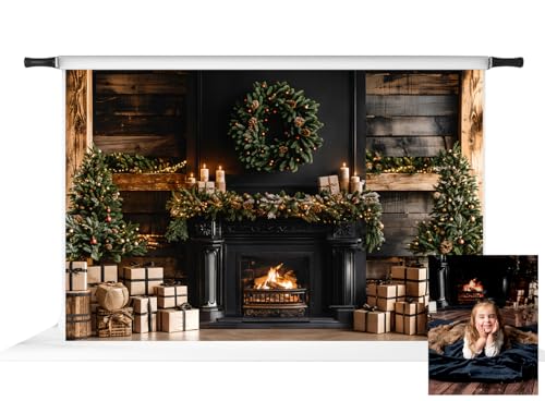 Toile de fond de Noël Kate mur bois marron décor photo boîte cadeau
