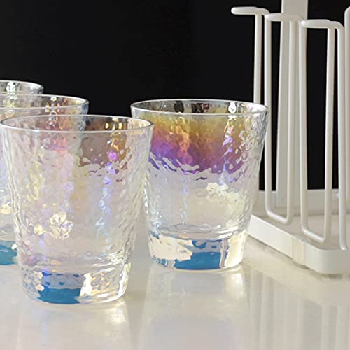 Set de 6 vasos de vidrio martillado colorido 250 ml miniatura 4