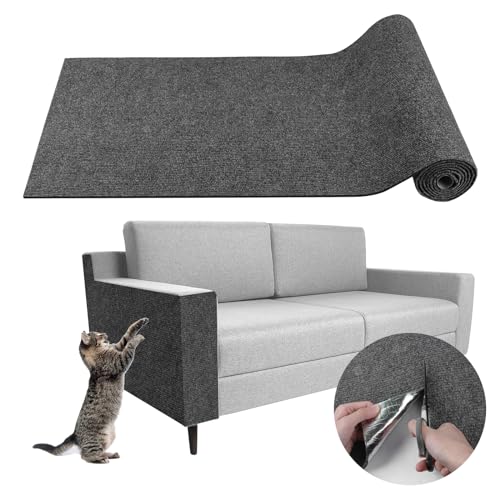 Climbing Cat Scratcher Mat Trimmable Cat Scratching Post Carpet 78.7'' x15.8'' Self Adhesive Carpet Mat Pad Replacement for Cat Tree Shelves Post Couch Wall Furniture Steps DIY Protector (Dark Gray)