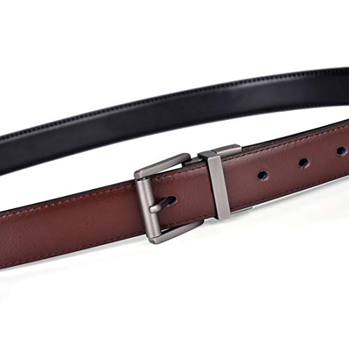 Image of Beltox Men's Belt Dress Casual Reversible Leather 1.1 inch w Roller Buckle Rotated