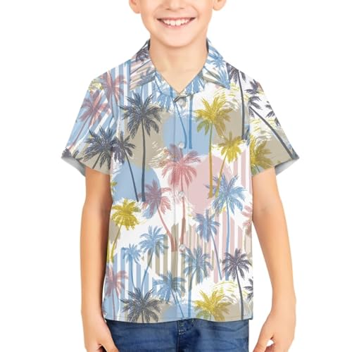 Hawaiian Shirts for Boys Hawaiian Shirts for Kids Casual Button Down Short Sleeve Hawaiian Shirts for Girls 10-123