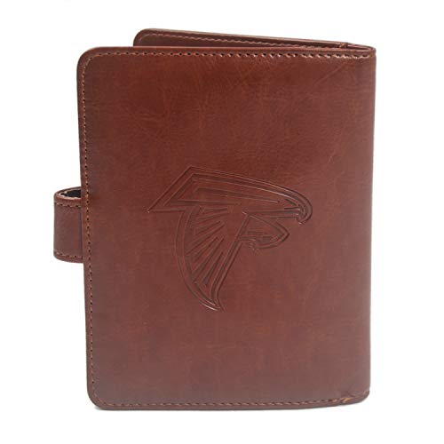 CHNNFC Premium Brown Leather Laser Carving Travel Wallet (Atlanta Falcons)