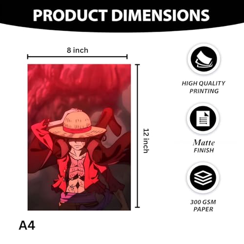Image of One Piece Anime Manga Poster, One Piece Character Design Wall Poster 3 Panal - A4 Size, 300 GSM, Wall Decor Posters Wall Art For Bedroom, Living room, Office, Dining Room,No Frame (Luffy-7)