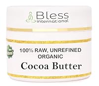 Bio-rohe Kakaobutter, 100% rein, natürlich und unraffiniert, Haut-Feuchtigkeitscreme für Gesicht, Körper und Haare, 115 g, elfenbeinfarben/weiß, Klasse A | DIY-Cremes, Balsam, Lotionen, Seifen
