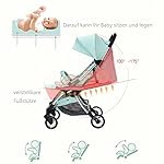 Ayulop Buggys Klein Zusammenklappen Buggy Leicht Buggy Handgepäck Buggy Zusammenklappen Kinderwagen Flugzeug Buggy Klein(Rosa)