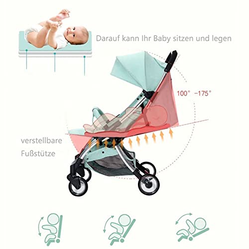 Ayulop Buggys Klein Zusammenklappen Buggy Leicht Buggy Handgepäck Buggy Zusammenklappen Kinderwagen Flugzeug Buggy Klein(Rosa)