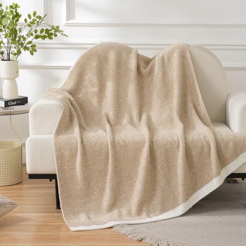Throw Blanket - Super Soft, Cozy, and Warm Knitted Throw Blanket for Couch, Sofa, Bed, and Room Decor All Seasons Use (Beige, 50"*60") Beige 50"*60"
