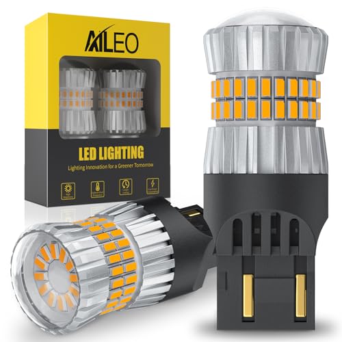 AILEO Upgraded 2024 7440 7443 LED Light Amber Yellow Bulbs, Ultra Bright 60-SMD LED, 500% Increased Brightness, Perfect for Reverse/Backup, Tail, Brake, Turn Signal & DRL -2PCS