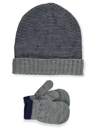 Carter's Baby Boys' 2-Piece Hat With Mittens Set - gray/navy, 0-9 months
