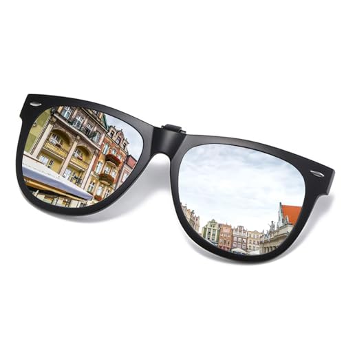 Image of Polarized Clip-on Sunglasses Over Prescription Glasses Anti-Glare UV Protection Flip-up Sun Glasses