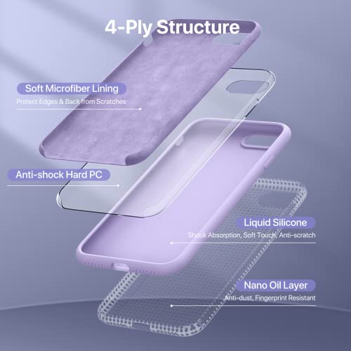 Image of Miracase Ultra Slim Designed for iPhone SE Case 2022(3rd Gen) /iPhone SE 2020 Case(2nd Gen) /iPhone 7 Case /iPhone 8 Case with Screen Protector, Multi-Color Silicone Shockproof Phone Case(Light Purple)