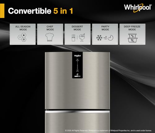 Image of Whirlpool 308 L 3 Star Convertible Frost Free inverter Double Door Refrigerator (IF INV 355 TITAN STEEL(3S) CONV-TL)