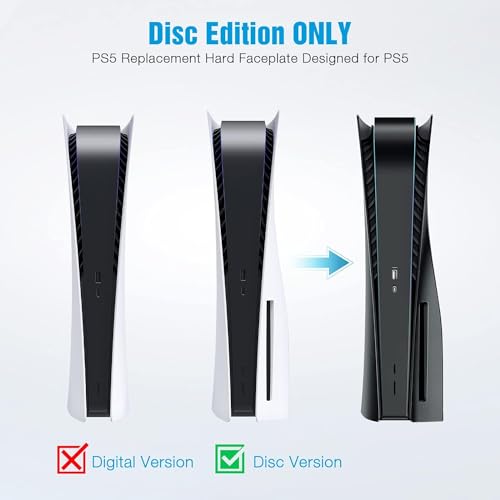 Image of TCOS TECH PS5 Faceplate Side Panel for PS5 Hard Shock Proof Cover PS5 Console Anti-Scratch Dustproof Protective Shell Cover for Playstation 5 CD Version Disk Edition - Black