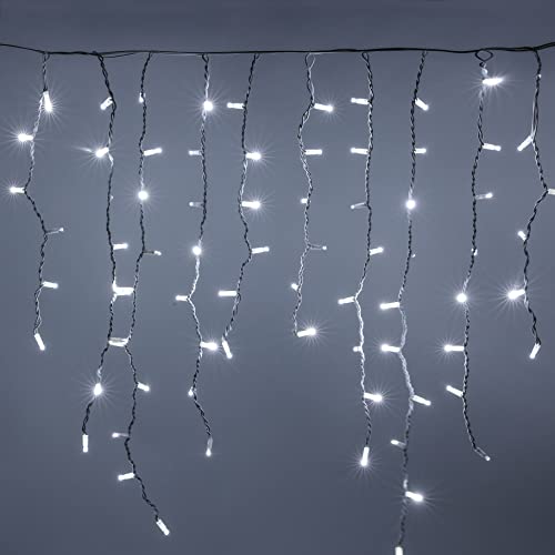 Luccika Professional Line - Tienda de lluvia con Maxi LED y flash para uso exterior e interior, extensible, con colgante más largo de 1 metro (blanco hielo con flash hielo, 5 metros) Cover