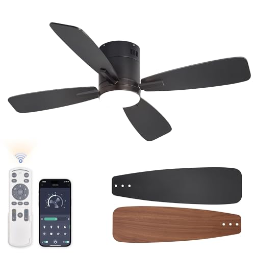 LEDIARY 46 inch Ceiling Fans with Lights and Remote Control,Flush