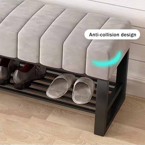 Banc à chaussures en métal et velours pour entrée compacte - 6