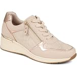 Metallic Accent Wedge Trainers - Beige Size 5