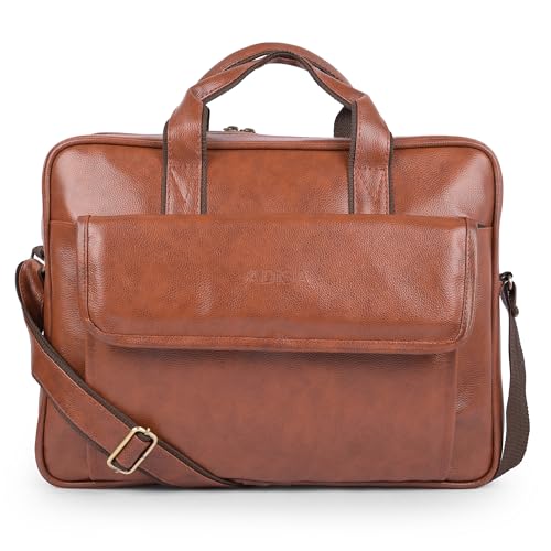 ADISA Laptop Messenger Office Bag Briefcase for Work for Men (LB6052-TAN)