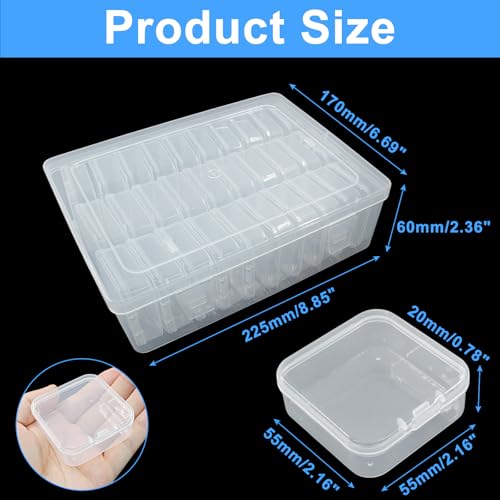 Image of 31 Pcs Bead Organizer Box, Clear Bead Containers Bead Storage Box Plastic Bead Cases for Jewelry Beading Crafts Small Parts(30 x Mini Boxes + 1 x Big Box)