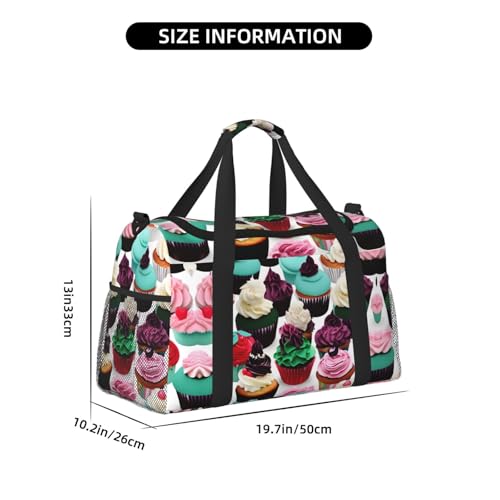 Delicious Cupcakes print Carry on Bag Underseat forTraveling Personal Item Bag Travel Duffel Bag Gym Bag for Women Men4
