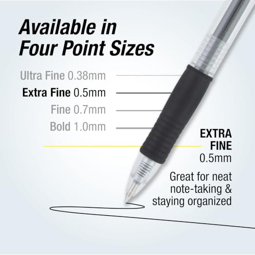 Image of Pilot G2 Retractable Gel Roller Ball Pen with 0.5mm Extra Fine Point, Black Ink, 12-Pieces (31002)