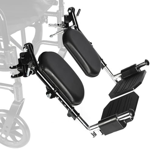 Universal Wheelchair Footrest with Comfort Foam Cushion - Adjustable Lift & Extendable Anti-Slip Foot Plate Foldable Quick Release for Transport Chairs (Black 1 Pair) LK3JELR T94 Models Compatible