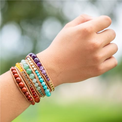 YGLINE-Natural-Stone-Wrap-Bracelet-for-Women-Boho-Bracelets-Healing-Crystal-Beaded-Bracelet-Adjustable-35-Wraps-Bracelet-Handmade-Birthday-Gifts-for-Women
