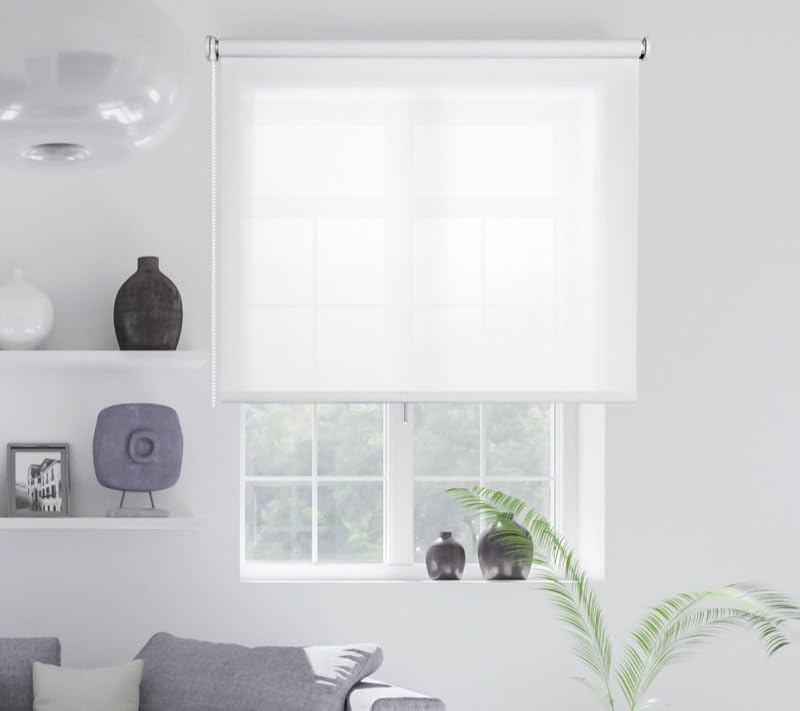 STOR PLANET | Tenda a rullo Screen per Interni, Tenda Termica Isolante Cucina, Soggiorno, Studio... Tende Finestre di Grandi (fino a 200 cm) e Porte (fino a 250 cm altezza) | Bianco, 100x250cm