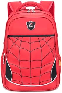 Kids Boys Backpack Elementary School Bag with Reflectors and Padded Back Straps (Red with Reflector)
