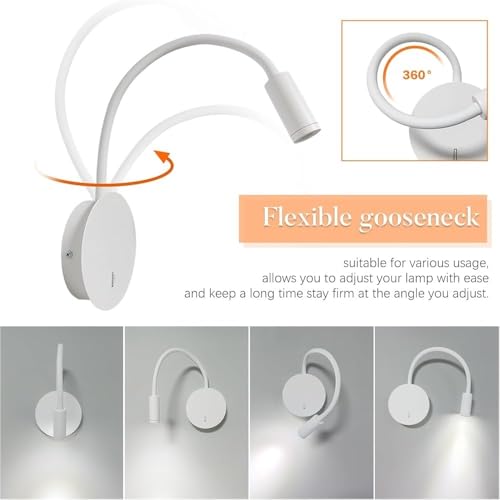 Applique murale de lecture moderne blanche avec lampe de mur orientable